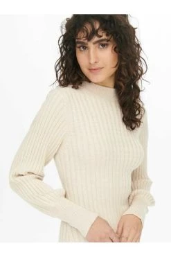 Goedkoopste 🎁 JACQUELINE De YONG Casual Jurken Knitted 👗 Dress Beige 🌟