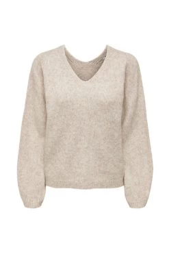 Promo ❤️ JACQUELINE De YONG Sweaters V-neck Knitwear Beige 💯
