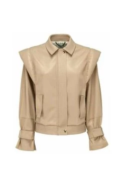 Coupon 🥰 Jijil Leren En Suède Jassen Leather Jackets Beige ✨
