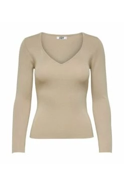 Aanbiedingen 🌟 JACQUELINE De YONG Sweaters V-neck Knitwear Beige 🛒